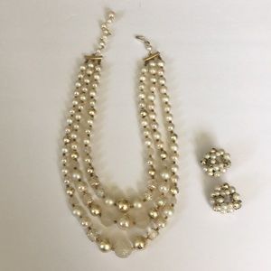 Vintage 1950s Necklace and Earrings Set Made in Japan